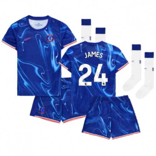 Fotbalové Dres Chelsea Reece James #24 Dětské Domácí 2024-25 Krátký Rukáv (+ trenýrky)